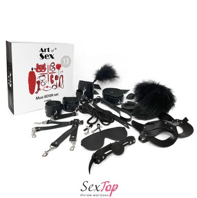 Набір Art of Sex - Maxi BDSM Set Leather, 13 предметів, натуральна шкіра, Чорний SO7139 фото