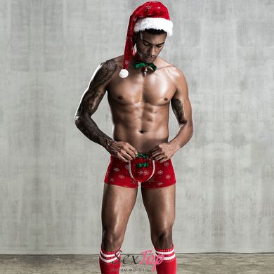 Новорічний чоловічий еротичний костюм "Улюблений Санта", One Size Red SO3676 фото