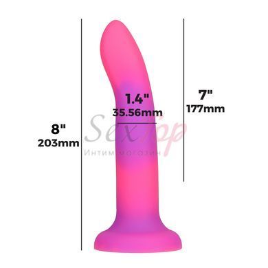 Фалоімітатор, що світиться в темряві, ADDICTION Rave 8&Prime;, Glow in the Dark Dildo Pink Purple, 20,3 см - фото товару 4