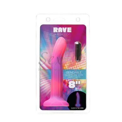 Фалоімітатор, що світиться в темряві, ADDICTION Rave 8&Prime;, Glow in the Dark Dildo Pink Purple, 20,3 см - фото товару 8