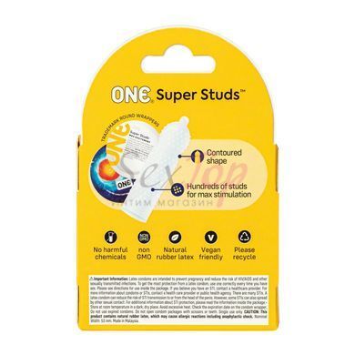 Презервативи ONE Super Studs 3 шт, картонна коробка - фото товару 2