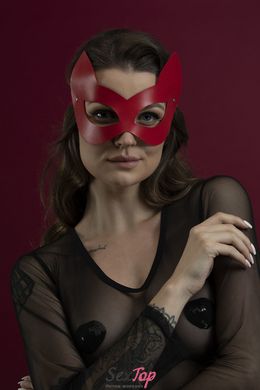 Маска кішечки Feral Feelings - Kitten Mask, натуральна шкіра, червона SO3410 фото
