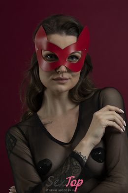 Маска кішечки Feral Feelings - Kitten Mask, натуральна шкіра, червона SO3410 фото