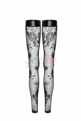 Панчохи Noir Handmade F243 Tulle stockings with patterned flock embroidery - XL - фото товару 5