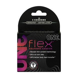 Презервативы ONE Flex Graphene Condom 3 шт, картонная коробка - SX0783