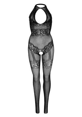 (SALE) Бодістокінг Leg Avenue Rhinestone Lace and Net Bodystocking OS Black - фото товару 1