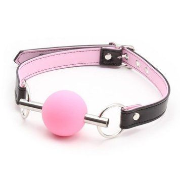 Кляп для рта с силиконовым розовым шариком Bdsm4u, Розовый - 1