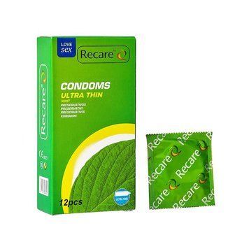 Презервативи Ultra Thin Mint Condoms Recare 12 шт, ультратонкі, аромат: м'ята,  - 1