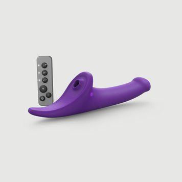Вибронасадка для страпона с вакуумной стимуляцией Strap-On-Me Multi Orgasm Dildo L Purple &mdash;  фото товара 1