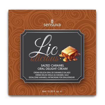 Пробник геля для мінету Sensuva Lic-o-licious Salted Caramel (6 мл), оліїстий, без цукру - фото товару 1