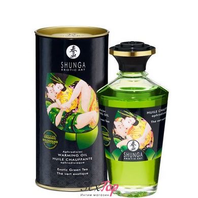 Органічна розігрівальна олія Shunga Aphrodisiac Warming Oil – Exotic green tea (100 мл) без цукру SO2503 фото