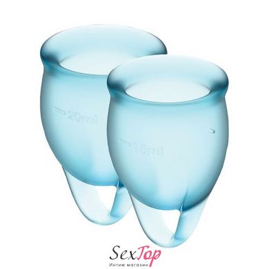 Набір менструальних чаш Satisfyer Feel Confident (light blue), 15мл і 20мл, мішечок для зберігання SO3578 фото