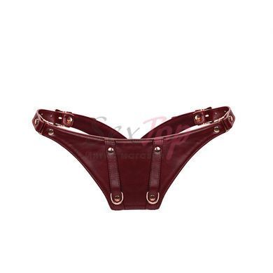 Шкіряні трусики для вібратора Liebe Seele Wine Red Forced Orgasm Strop, повністю регульовані - фото товару 3