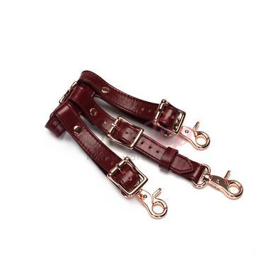 Шкіряні трусики для вібратора Liebe Seele Wine Red Forced Orgasm Strop, повністю регульовані - фото товару 4