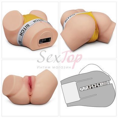 Мастурбатор полуторс Вагина и Анус с вибрацией и звуком телесного цвета Lovetoy длина 204 мм &mdash;  фото товара 6