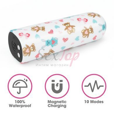 Компактний вібратор для клітора із принтом Lovetoy Rechargeable Bear Massager - фото товару 3