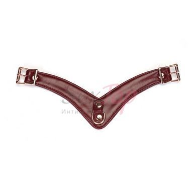 Шкіряні трусики для вібратора Liebe Seele Wine Red Forced Orgasm Strop, повністю регульовані - фото товару 7