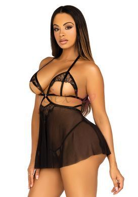 Пеньюар Leg Avenue Lace and mesh babydoll & panty Black M &mdash;  фото товара 6