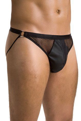 Чоловічі відкриті сліпи Passion 034 OPEN LUKE L/XL Black, екошкіра - фото товару 1