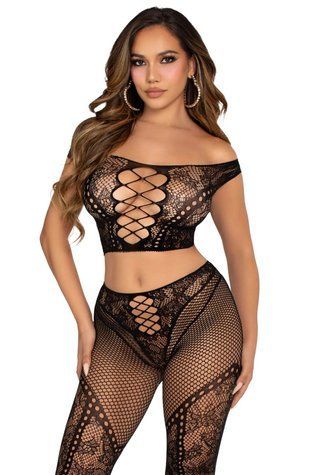 Комплект Leg Avenue Off Shoulder Crop Top and Legging One Size - фото товару 1