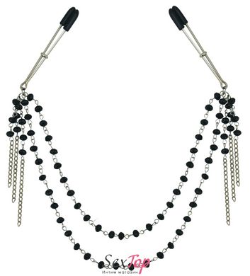 Прикраса ланцюжок з зажимами для сосків Sportsheets Midnight Black Jeweled Nipple Clips SO1291 фото