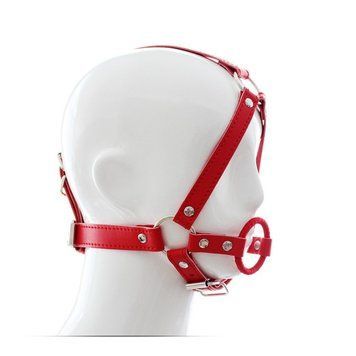 Кляп для рта с ремешками на голову O-ring Gag Harness красного цвета, Красный - 1