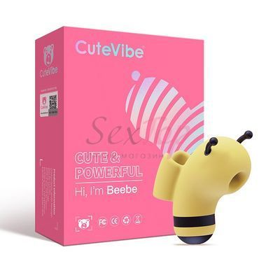 Вакуумний стимулятор із мікрострумами CuteVibe Beebe Yellow, на палець - фото товару 5