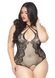 SO8609 Тедди с открытым доступом Leg Avenue Net and lace crotchless teddy 1X–2X Black, шнуровка на с SO8609 фото 3