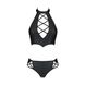 Комплект из эко-кожи Nancy Bikini black S/M - Passion, бра и трусики с имитацией шнуровки SO5368 фото 5