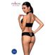 Комплект из эко-кожи Nancy Bikini black S/M - Passion, бра и трусики с имитацией шнуровки SO5368 фото 2