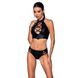 Комплект из эко-кожи Nancy Bikini black S/M - Passion, бра и трусики с имитацией шнуровки SO5368 фото 1