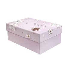 Подарункова коробка з квітами рожева, S - 22.5х15.5х9 см