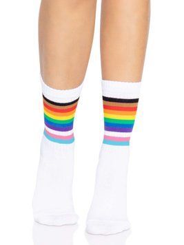 Шкарпетки жіночі в смужку Leg Avenue Pride crew socks Rainbow, 37&ndash;43 розмір,  - 1