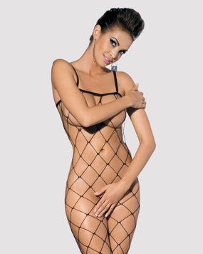 (SALE) Бодістокінг з великим вічком і відкритими грудьми Obsessive Bodystocking N102 S/M/L, чорний,  - 1
