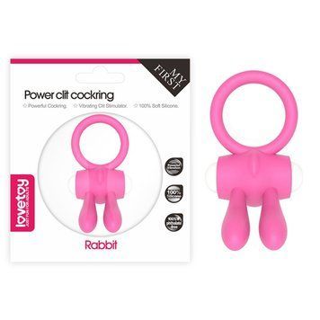 Ерекційне вібро-кільце з кліторальним стимулятором Lovetoy Power Clit Cockring Rabbit рожеве - фото товару 1
