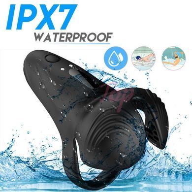 Вибронасадка на член и мошонку черного цвета Cnt Jungle vibrating Ring With Ball Holder &mdash;  фото товара 3