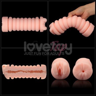 Мастурбатор двухсторонний Анус и Вагина телесного цвета Lovetoy, Телесный - 6