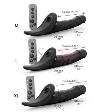 Вибронасадка для страпона с вакуумной стимуляцией Strap-On-Me Multi Orgasm Realistic Dildo M Black &mdash;  фото товара 9