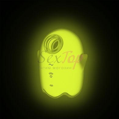 Вакуумний кліторальний стимулятор з вібрацією Satisfyer Glowing Ghost Yellow, світиться в темряві - фото товару 6
