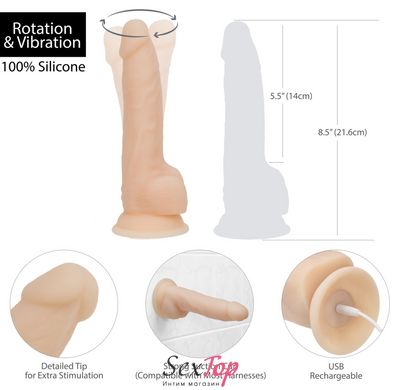 Фаллоимитатор с ротацией Naked ADDICTION James 8″ Rotating & Vibrating Dong (мятая упаковка!!!) SO5587-R фото