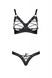 Комплект из экокожи Passion Celine Bikini 6XL/7XL black, открытый бра, стринги со шнуровкой SO7058 фото 3