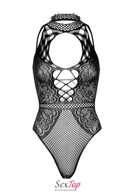 Leg Avenue Net and lace halter bodysuit OS Black - SO7898