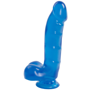 Фаллоимитатор Doc Johnson Jelly Jewels Cock & Balls Blue, диаметр 3,6см, антибактериальный ПВХ - SO2008