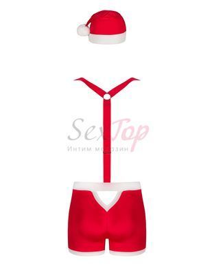 Мужской эротический костюм Санта-Клауса Obsessive Mr Claus 2XL/3XL, боксеры на подтяжках, шапочка с &mdash;  фото товара 6