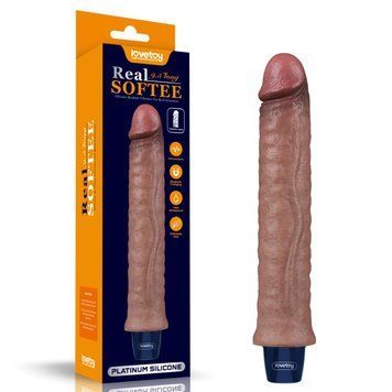 Реалистичный вибратор Lovetoy Real Softee Rechargeable Silicone Vibrating Dildo 9.5 коричневый, Коричневый - 1