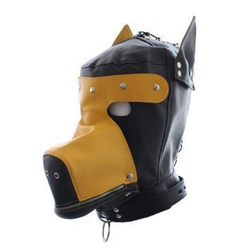 Маска закрита Dog Figure з нашийником чорно-жовта, Черный - 1