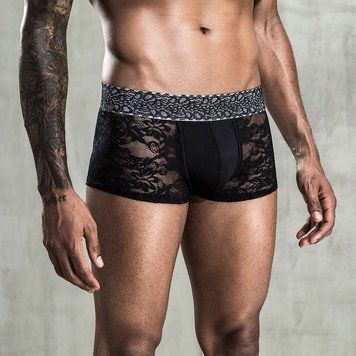 Чоловічі мереживні труси боксери, One Size Black - фото товару 1