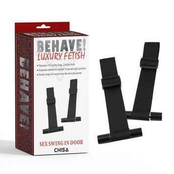 Бондажні над дверима фіксатори для зап'ястків чорного кольору Chisa Sex swing in door, Черный - 1