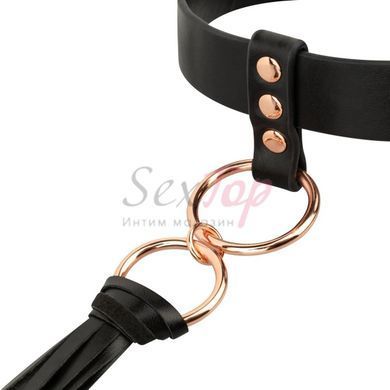 Нашийник с флогером Rosy Gold - Collar with Flogger - Black - фото товару 6