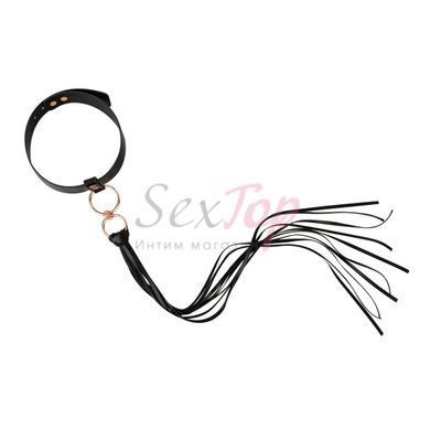 Нашийник с флогером Rosy Gold - Collar with Flogger - Black - фото товару 3